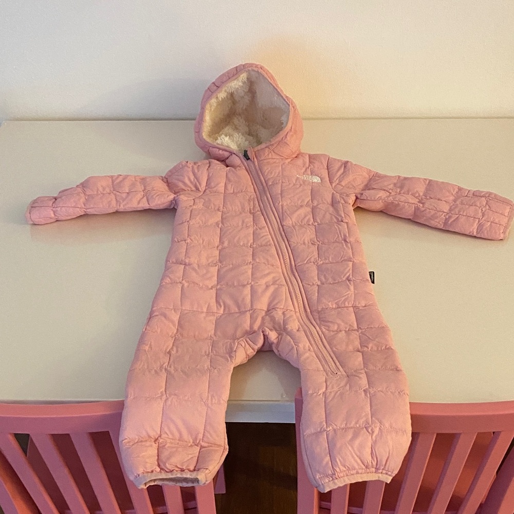 The North Face Light Pink Quilted Snowsuit